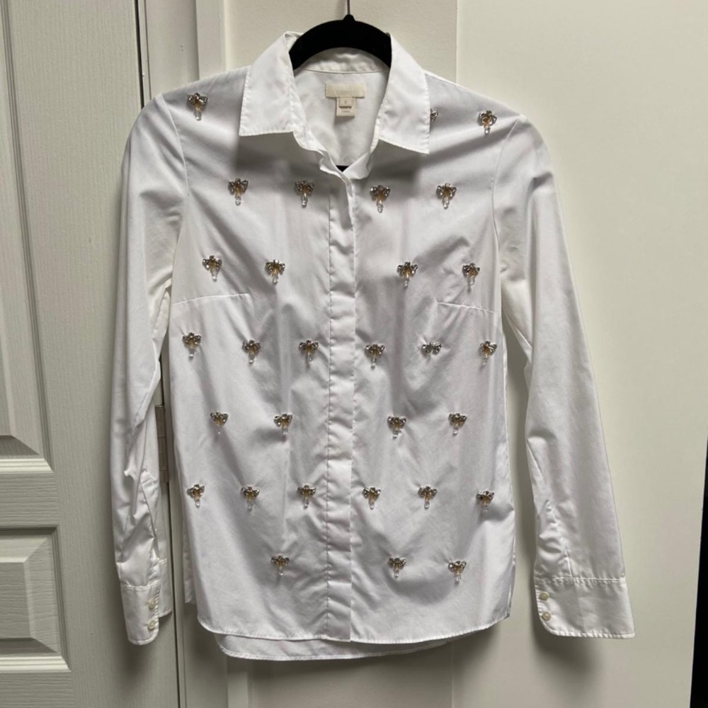 J crew white button down with embellishments
